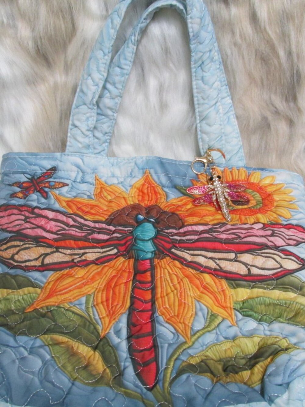PDragonfly-New Quilted Vibrant Dragonfly Bag & Waterproof Pouch & Dfly Keyring